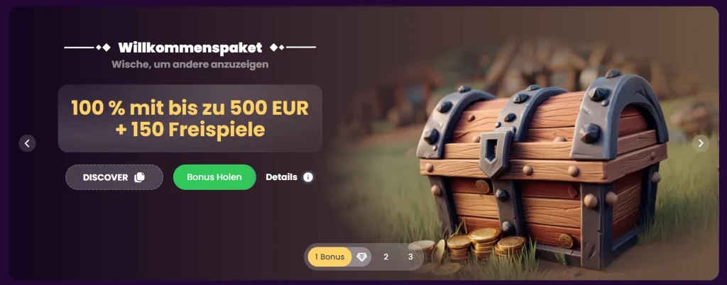 Spinando Casino Willkommensbonus mit 100 Prozent bis 500 Euro und 150 Freispiele